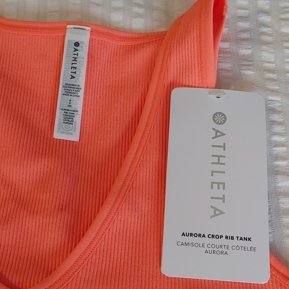 NWT Athleta Aurora Crop Rib Coral Tank - Picture 3 of 13